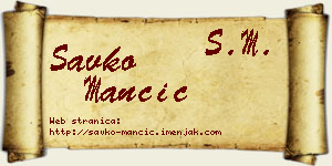 Savko Mančić vizit kartica
